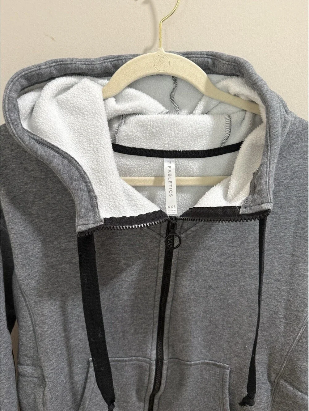 Fabletics Gray Full Zip Fleece Hoodie Women's XXS Hooded Pockets Cotton Poly